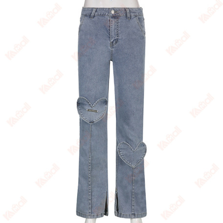 high waist unique straight jeans